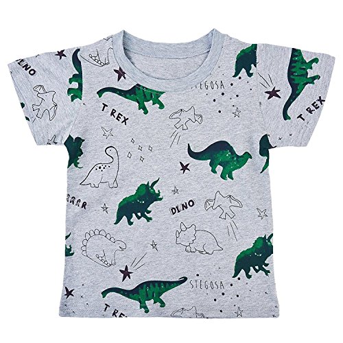 Blinvas Boys Shirts Toddler Short Sleeve Top, Little Kids Dinosaur Cotton Sleep Tee 6-7T
