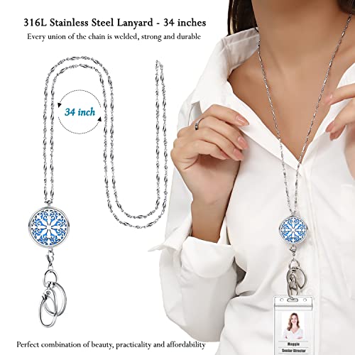Usangers Lanyards For Id Badges Keys Women Cute Teacher Lanyard Necklace Teacher Appreciation Gifts Nurse Badge Holder Silver Chain Fashion Strong Keychain Diffuser Office School Work Jewelry Mandala #TOP2