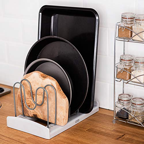 LIVIVO Saucepan Lid Holder Organiser Rack for Pot and Pan Lids, Takes Most Sizes of Lids from Pans, Casseroles etc Second Image