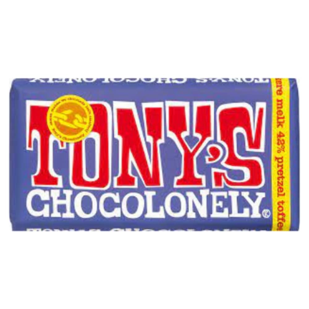 Tonys Chocolonely | Barrita De Pretzel De Leche Oscura Toffee | Tony Chocolonely | Chocolate Tonys | 15 Pack | 2700 Gramo Total