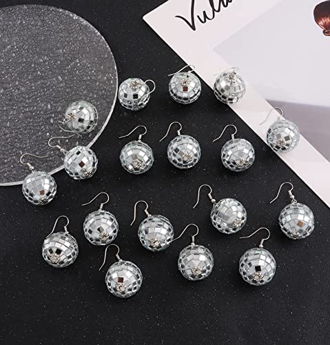 FIRAZIO 9 Pairs 70s Disco Ball Earrings Mirror Ball Earrings for Women 60s 70s Costume Accessories Halloween Earrings Disco Outfit Accessories4