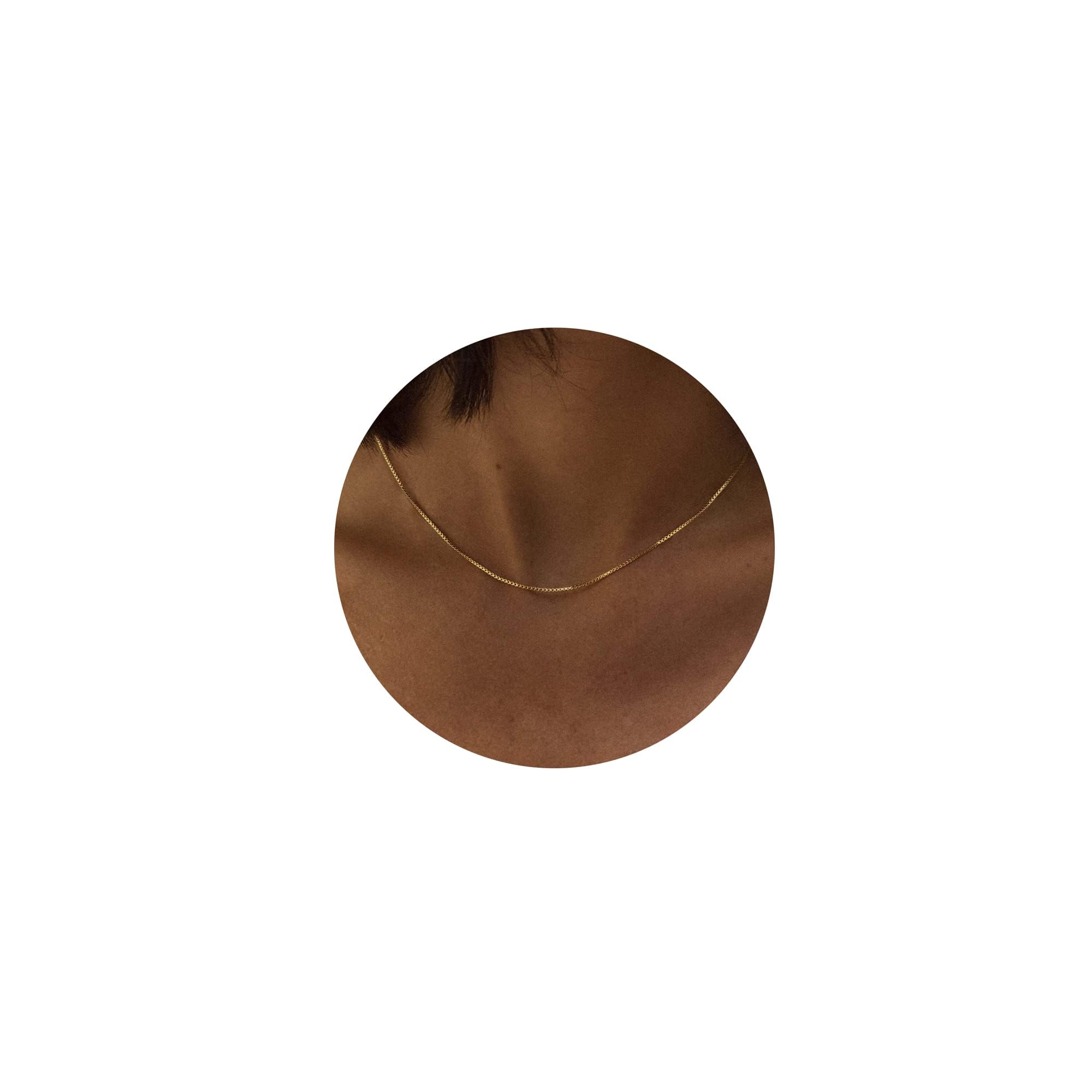 Tewiky Gold Chain Necklace for Women, 14k Gold Plated Thin Beaded Wave Box Chain Necklace Dainty Gold Necklace Simple Layered Gold Choker Necklaces Minimalist Gold Link Chain Necklace Trendy Jewelry for Women