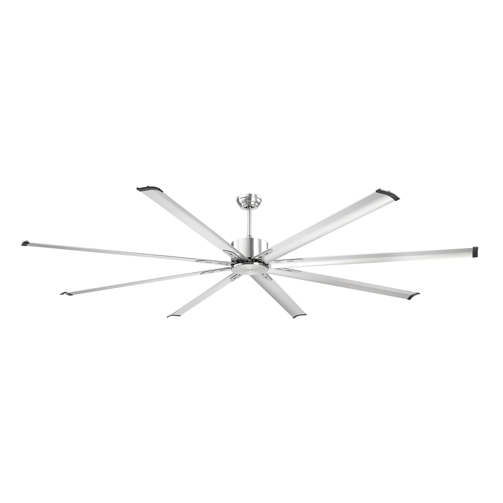 VEVOR Ventilador de Techo Moderno sin Luz 243 cm Mando a Distancia 6 Velocidades 8 Aspas Aluminio, Motor DC Reversible, para Dormitorio, Interior, Exterior, Níquel Cepillado, Φ 2430 x 705,8 mm