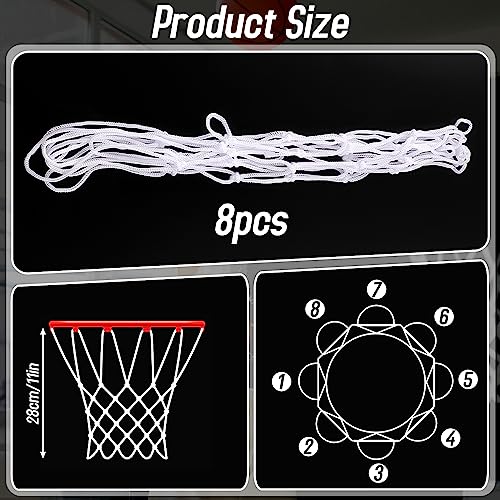 8 Pcs Mini Basketball Nets Replacement for 8"-10.25" Basketball Rims Nylon Small Basketball Hoop Net Outdoor Indoor Basketball Net for Kids