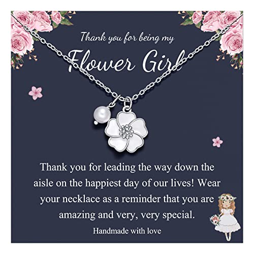 PINKDODO Flower Girl Pearl Charm Necklace Wedding Jewelry Gifts