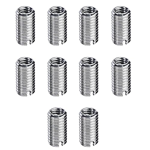 10 Pièces Insert Fileté M8/M10, Insert de Filetage Autotaraudeur, Écrous à Visser M8 x 1,25 mm Femelle, M10 x 1,5 mm Mâle, 12mm Long, Kit de Réparation de Filetage pour Maintenance Matérielle