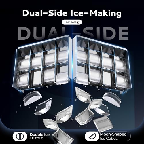 Image of EUHOMY LunaArc Crescent Ice Maker Countertop, 1600Pcs /Day, Ready in 12Mins, Auto Deep Cleaning, Timer, Portable Ice Maker Machine with Clear Ice Cubes for Whiskey /Coffee /Soft Drinks