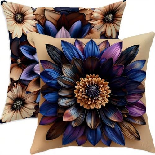 Housse coussin 75x75cm imperméable violet double face lin