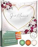 HOCHZEITSHELD - Hochzeitslaken zum Ausschneiden inkl. 2 Scheren als Hochzeitsbanner, Hochzeitsspiele oder Standesamt Empfang Deko - Hochzeitslaken, Bettlaken Hochzeit Herz, Hochzeitstuch 200x180cm