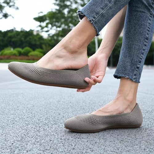 Puxowe Women’s Ballet Flat Shoes Round Toe Knit Slip On Ballerina Walking Flats Dress Shoes for Women3