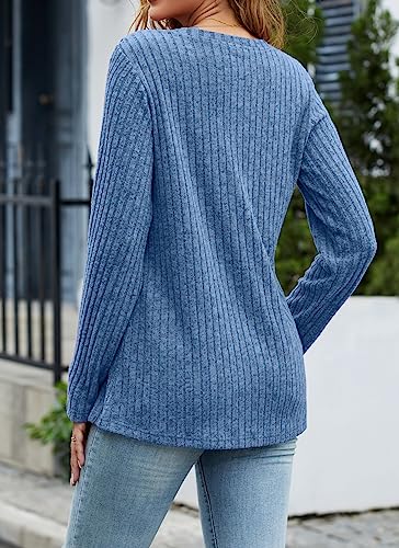 Image of Dimur Sweaters for Women Trendy 2025 Long Sleeve Shirts Ligheweight Sweatshirt Loose Fit Tunic Tops