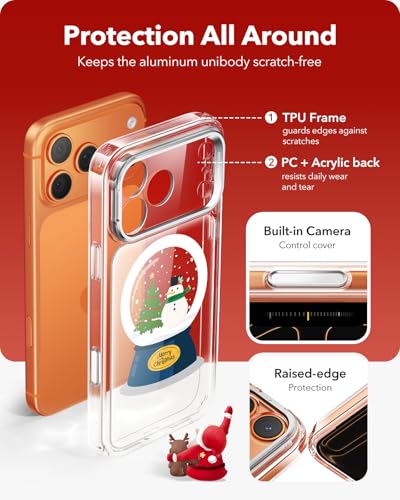 Image of ESR for iPhone 17 Pro Max Case with Stand, Camera Control Cover Compatible with MagSafe, Military-Grade Drop Protection Magnetic Phone Case, Scratch-Resistant Back Cover,Christmas Globe