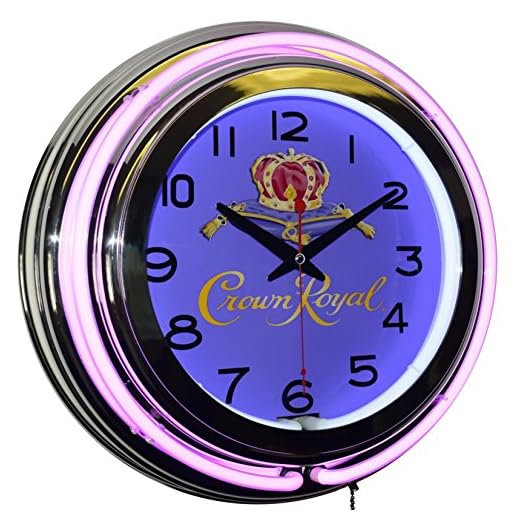 Crown Royal Whisky Logo Purple Double Neon Advertising Clock Man Cave Bar Decor