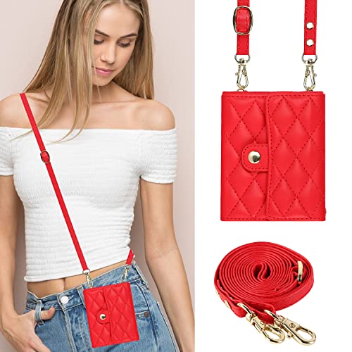 Image of for Samsung Galaxy Z Flip 7 Accordion Crossbody Wallet Case, 4 Card Slots, RFID Blocking, and Adjustable Strap - Stylish and Versatile Accessory.(Red)