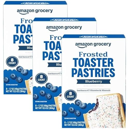 Amazon Fresh, Frosted Blueberry Toaster Pastries, 8 Count (Pack of 3)