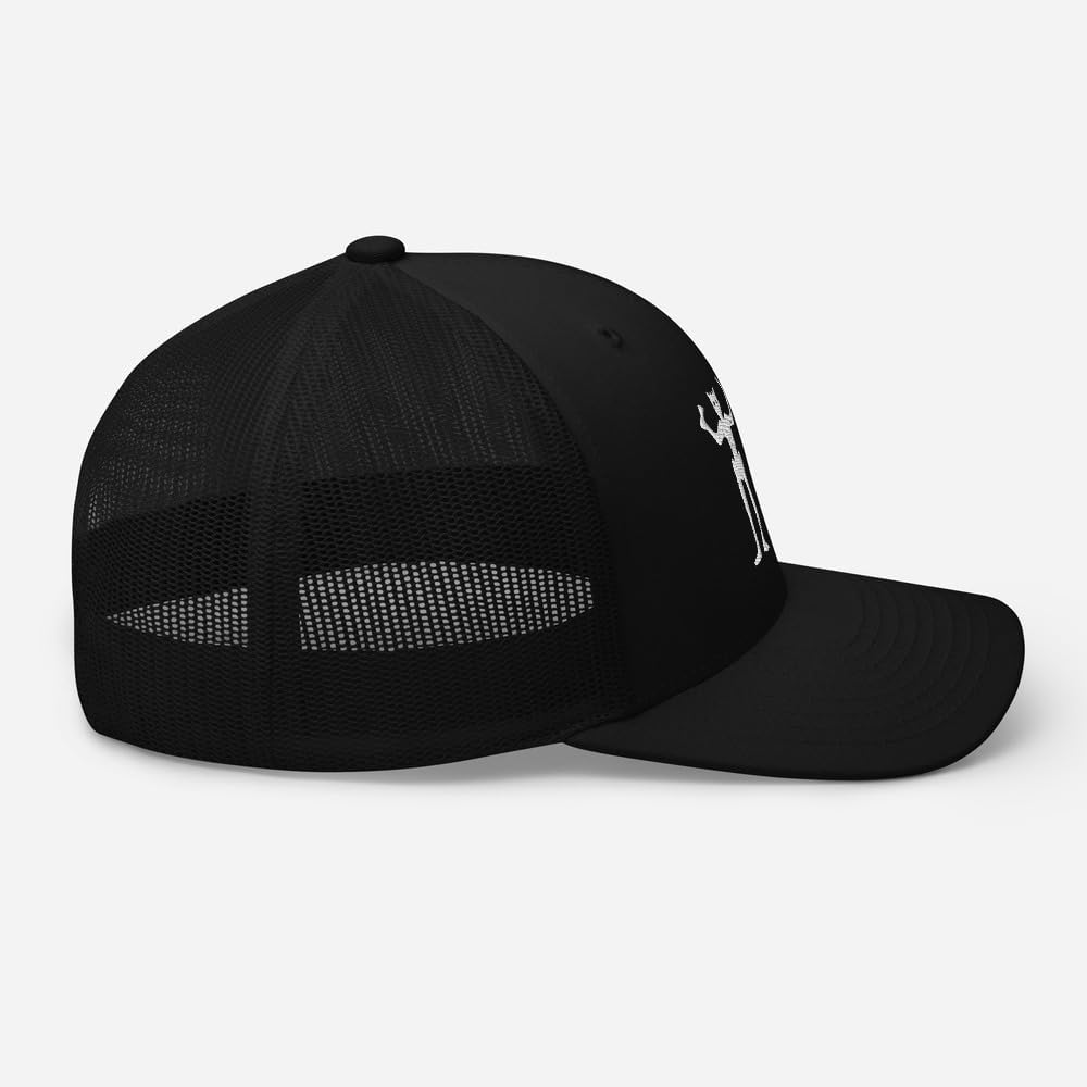Blackbeard Flag Hat - Embroidered Adjustable Mesh Back Trucker Cap - Blackbeard Edward Teach Pirate Flag Hat Gifts