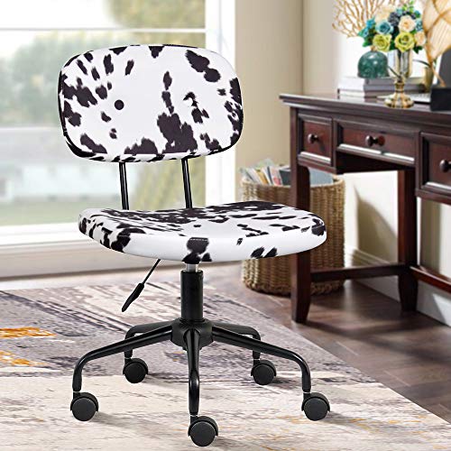 Gia Barnyard Holstein Cow Pattern Home Office Task Chair Without Arms, Metal, White And Black #TOP1