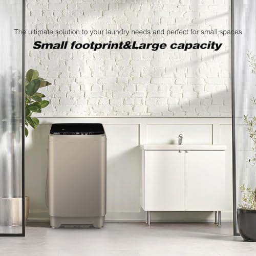 Image of Portable Washing Machine Full Automatic 17.7lbs Small Washing Machine for Apartment 10 Wash Program with Drain Hose, Portable Washer Machine for Dorm, College, RV, Antique Bronze
