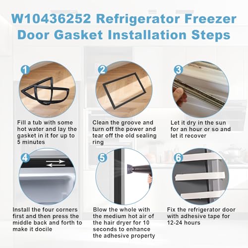 Image of Upgrad W10436252 Freezer Door Gasket Compatible with Whirlpool Maytag Amana JennAir Kenmore KitchenAid Replaces W10131754 W10164041 W10164041N 12683806B 12683820B 8170951 8171186 67003559 2311870