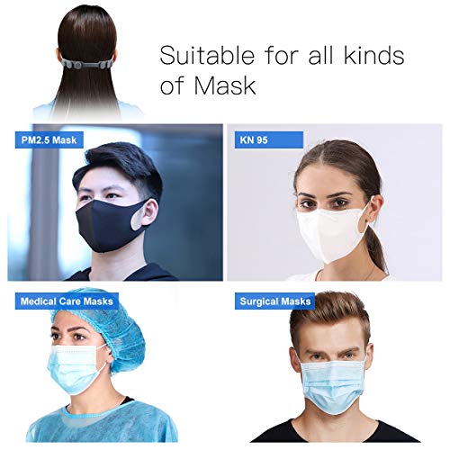 6pcs silicone mask extender strap extended mask holders to protect ears ear savers for masks face mask holder with adjustable gripper anti-tighting mask straps for back of head 2pcs of each color