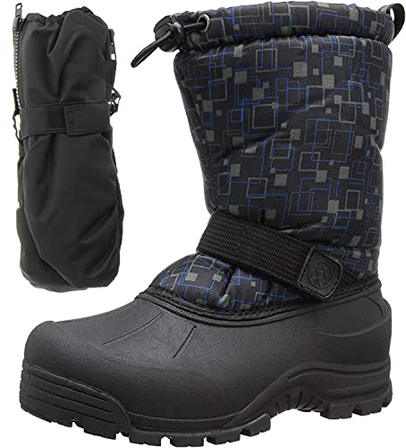 Northside Frosty Winter Snow Boots For Boys With Matching Waterproof Mittens, Size: 8 M Us Toddler - Black/Blue (Blue) #TOP2
