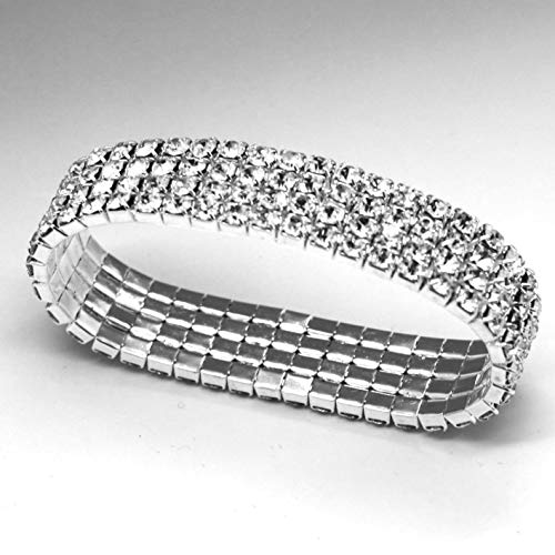Fi9 Coque souple en 4 rangées extensible stretch Diamante Bracelet Argent Cover