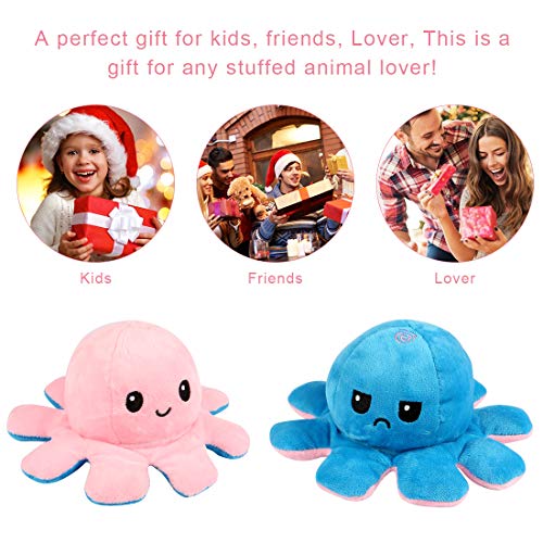 Zaloife Octopus Plüschtiere, Reversible Octopus Plush zum Wenden, Doppelseitige Flip Kuscheltier Octopus, Stofftier… – Bild 7