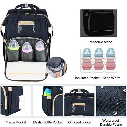 Happyluoka Baby Diaper Bag Backpack, Baby Bags For Boys Girls, Multifunction Waterproof Large Travel Back Pack, Baby Registry Search,Newborn Baby Essential, Navy Blue #TOP1