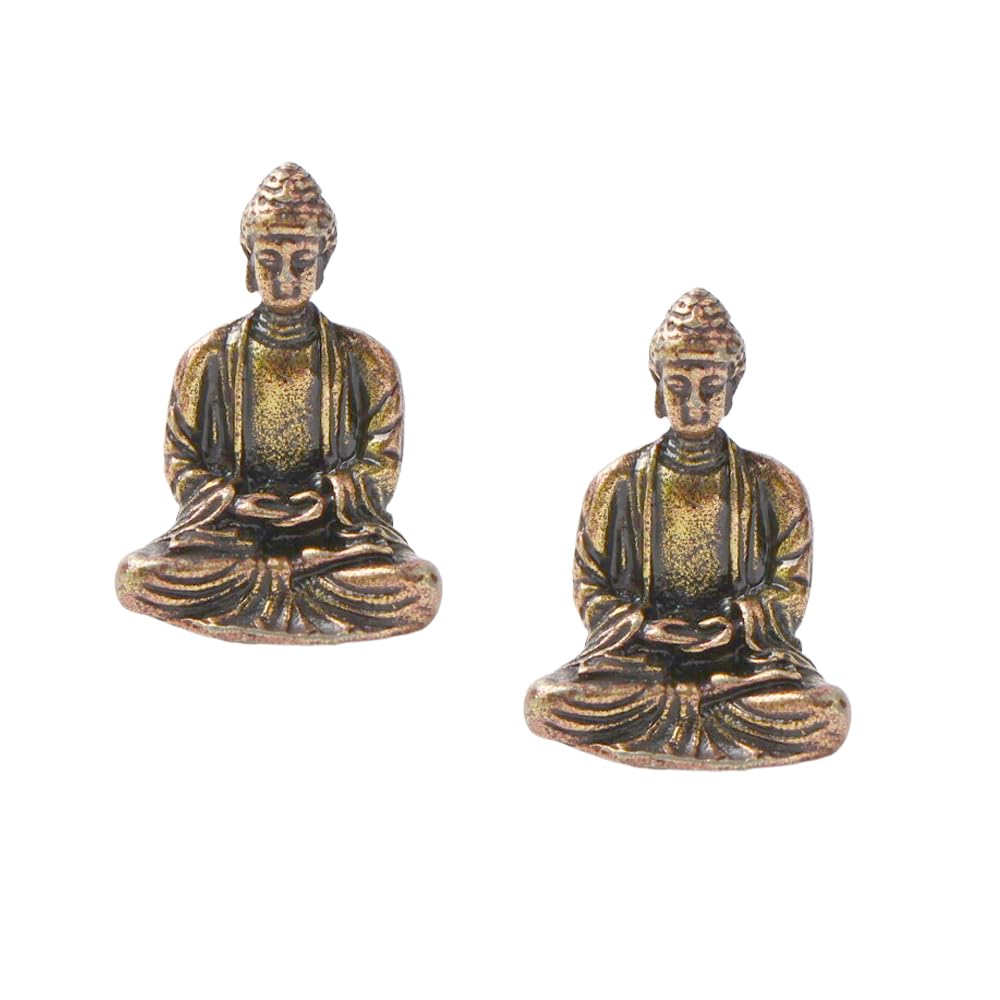 Shidxib Bronze 2Pcs Brass Mini Sitting Buddha Statue Brings Peace And Prosperity Decoration Antique Distressed Pure Brass Small Ornaments Desktop Ornament Home Decor