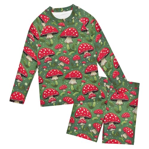 Mushroom Toddler and Baby Boys' 2-Piece Swimsuit Trunk, Long Sleeve Rashguard Bathing Suit B0402898