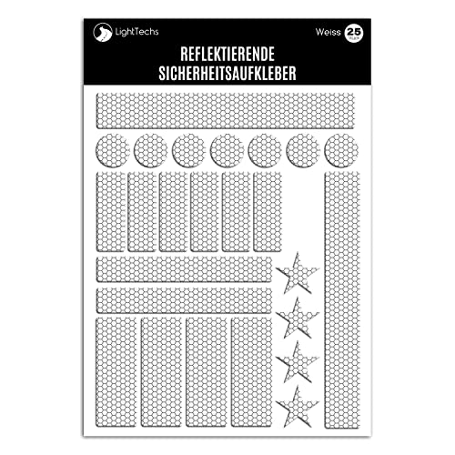 LightTech - Reflektierende Aufkleber | Set aus 25 wasserfeste Reflektoren...