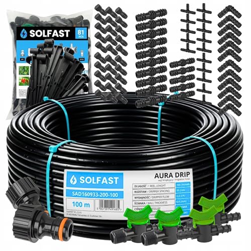 SOLFAST Tropfschlauch Set 50 m 16 mm 131-teilig – Bewässerungssystem Tropfbewässerung für Garten, Gewächshaus, Pflanzen, Beet, Hecke