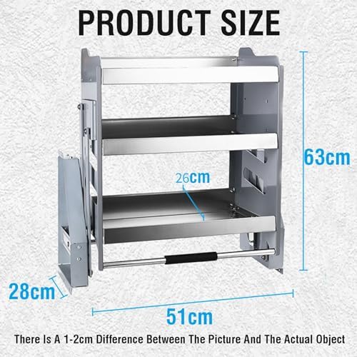 3-Tier Pull-Out Kitchen Cabinet Organizer, Adjustable Hanging Tall Cabinet with Pull-Down Shelves for Kitchen Appliances, Fits 550mm Upper Cabinets, Space-Saving Solution