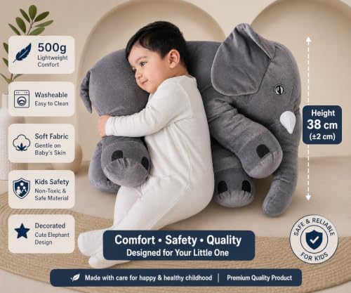 Image of 60cm Elephant Soft Toy, Big Size Fibre Filled Stuffed Animal Plush Hugging Toy for Kids | Hugging Soft Toy for Kids boy Girl Birthday Gift