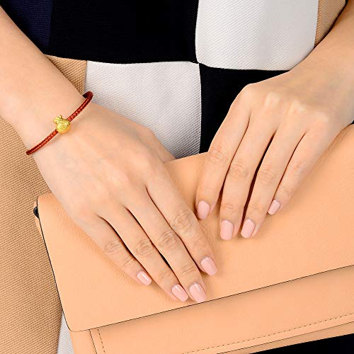 CHOW SANG SANG 999 24K Solid Gold Blessing Bracelet, Fortune Bag Charm Red Bracelet for Women 89197C3