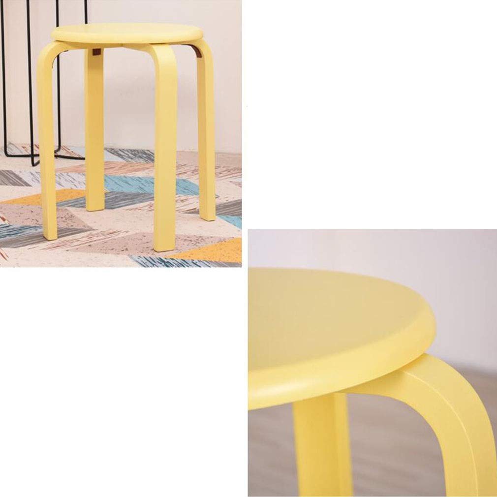 Tabouret nordique en bois courbé de haute finition couleur jaune