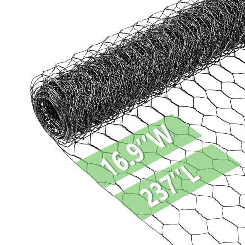 Image of Chicken Wire 16.9 in x 237 in Poultry Wire Netting Hexagonal Galvanized Mesh Garden Fence Barrier for Pet Rabbit Chicken Fencing(PVC-Coated)