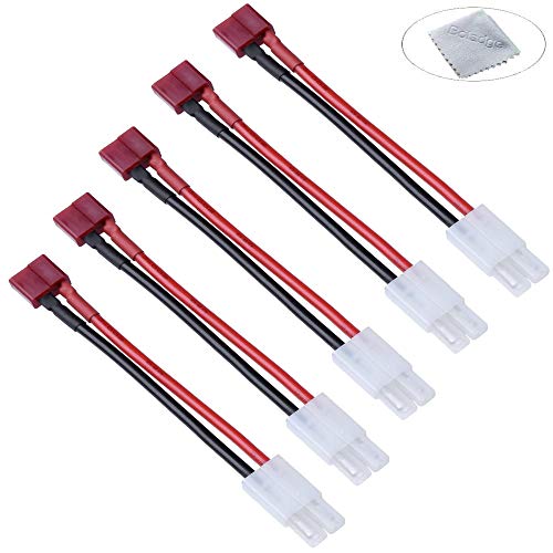 Boladge 5pcs Adaptador de Conector Hembra Enchufe T Deans a Conector Macho Enchufe Tamiya 16AWG Airsoft Pistola Batería Adaptador de Carga