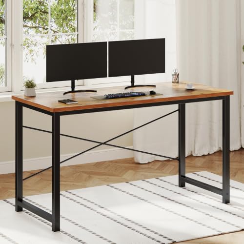 Image of OLIXIS 55-Inch Large Computer Desk for Home Office, Brown