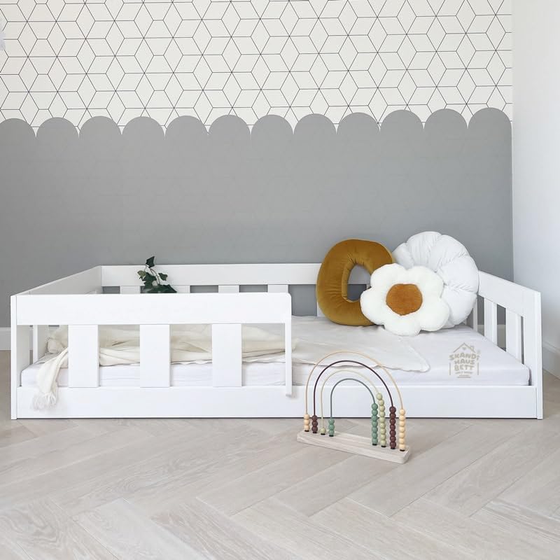Letto per Bambini 120x200 Blanco - BAJO - Letto Basso per Bambini - Letto Bambini con Sponda Letto Bambini - Letto Bambino con Barriera Letto Bambini