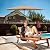 HealSmart 9ft Patio Umbrella with Push Button Tilt/Crank, Outdoor Table Market Yard Umbrella with 8 Sturdy Ribs for Garden, Backyard, Deck, Pool, Tan
