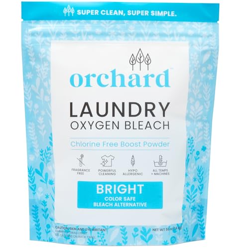 Orchard Oxygen Bleach Powder - Color Safe Stain Remover - Unscented Bleach Alternative - 90 Loads - Hypoallergenic for Sensitive Skin