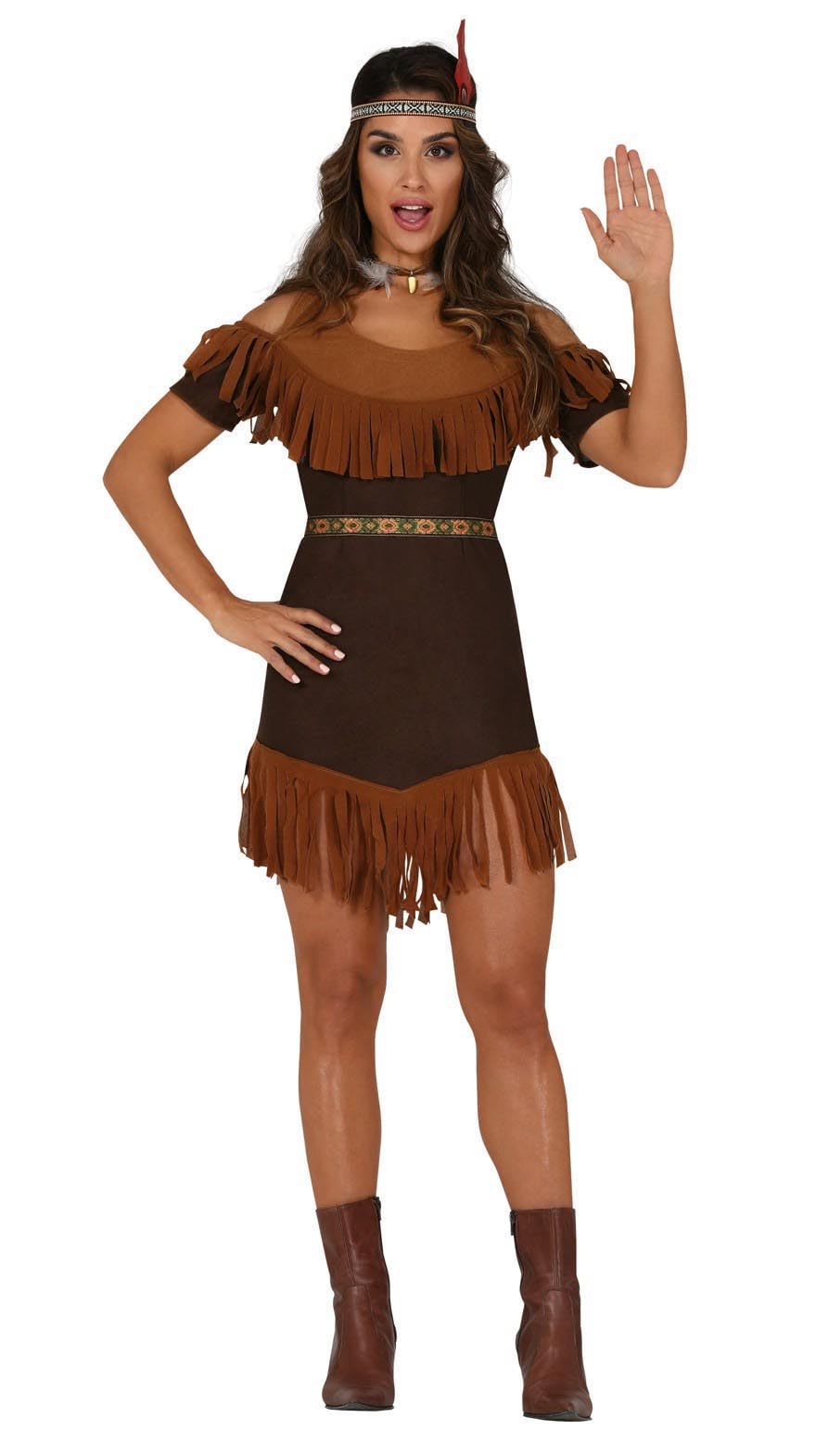 FIESTAS GUIRCA Native American Inspired Fancy Dress Women - Princess Warrior Short Dress Outfit - Fancy Dress Costumes for Women Size XL 18-20