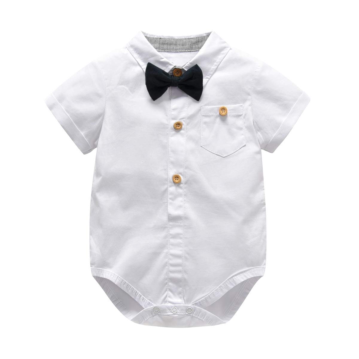 Happy Cherry - Baby Taufe Jungen Anzug Zeremonie Kleinkinder Sommer Bekleidungset Kurzarm Baumwolle Gentihombre für Festliche Hochzeit Party - Kinder 0-6 Monate
