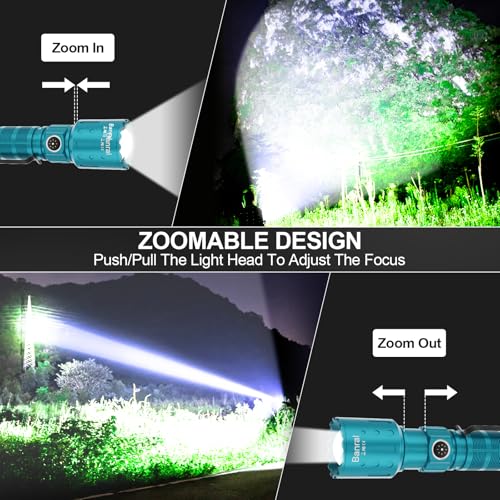 Image of Banral Flashlights High Lumens Rechargeable, Super Bright Long Range Small Powerful Flashlight, 6 Modes LED Tactical Pocket Waterproof Flash Light for Home Emergency (2, Turquoise)