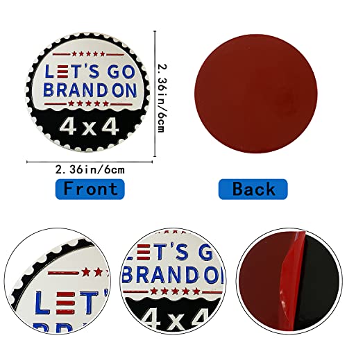 Image of Let's Go Brandon Badge Rated Car Emblem, 4 x 4 Metal Automotive Badge 3D Metal Car Badges Emblems Round Emblem Decals Car Badge Decals Stickers Compatible with Jeep Wrangler Vehicles Trucks SUV
