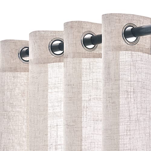 Woaboy 2 pezzi Tende di lino traslucido Tende moderne decorative a occhiello per il soggiorno e la camera da letto 140x260 cm Bianco sbiancato