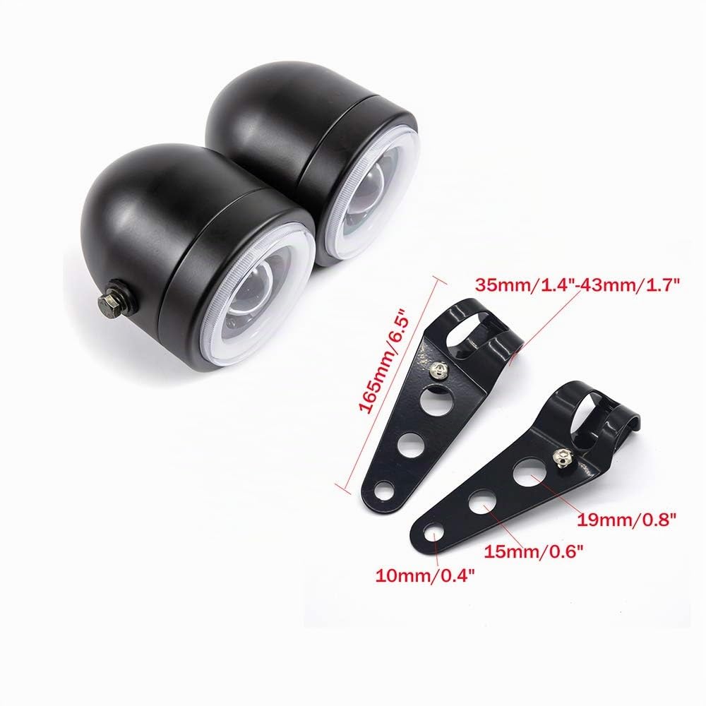 Faro per moto LED anteriore doppio faro anteriore per caffè Racer Chopper personalizzato Bobber