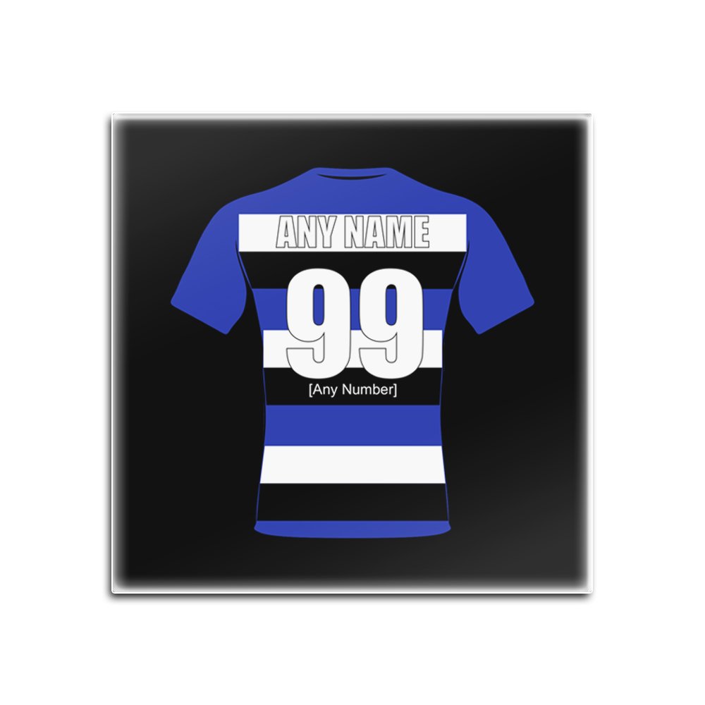 UNIGIFT Personalised Gift - Bath Square Glass Coaster (Rugby Union Design Theme, Colour Options) - Any Name/Message on Your Unique Mat Pad -
