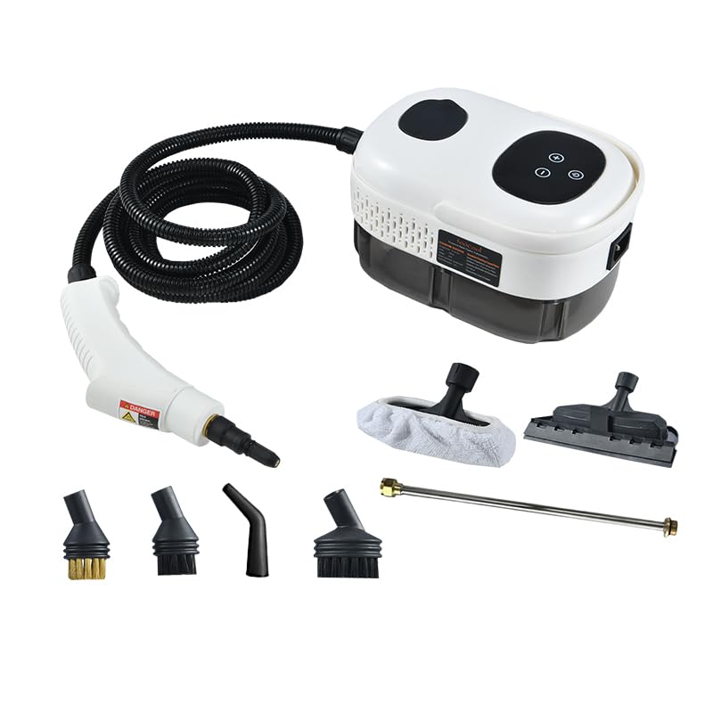 Limpiador de vapor, limpiador de tapicería, 1100 ml, con 5 tipos de boquillas, 6 velocidades ajustables, para papel pintado, suelo, alfombra, coche, azulejos, tapicería